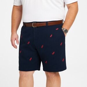 Nautica Clipper Relax Fit Lobster Print Navy Blue Shorts‎ Mens Size 40W Preppy